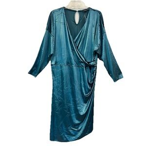 lane bryant green velvet dress Lane Bryant Dress Womens 24 Green Velvet Cowl Neck Maxi Fit Flare Formal Evening